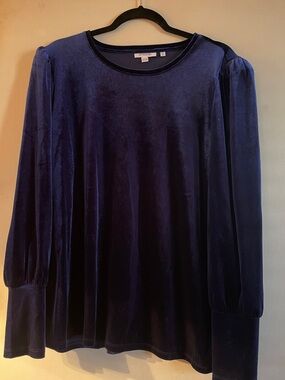Chico's Deep Navy Velvet Long-Sleeve Tee
